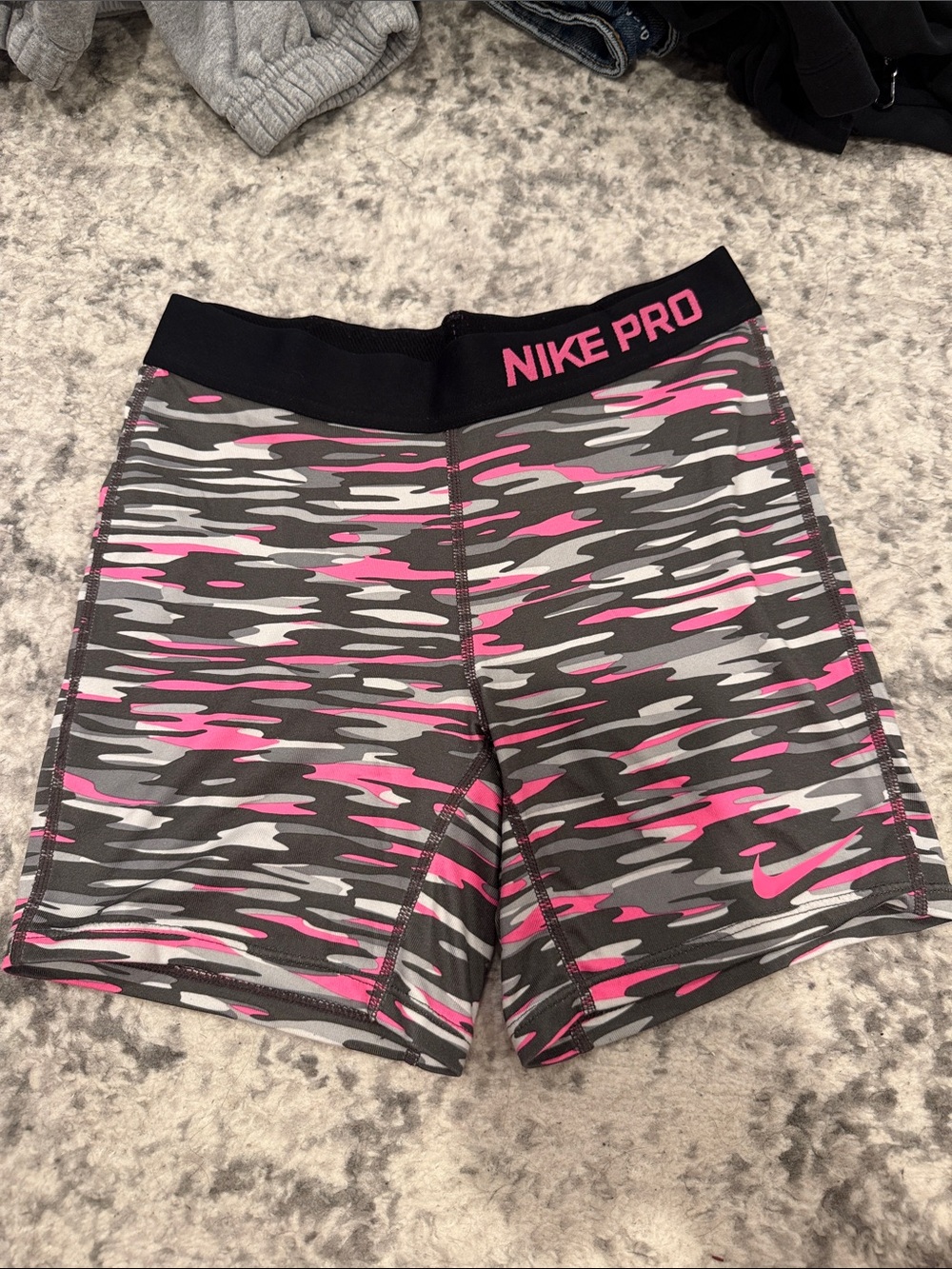 Nike Pro Gray and Pink Camo Bike Shorts